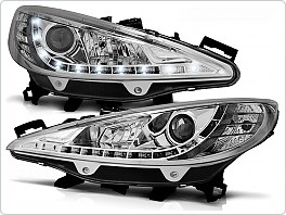 Přední světla Peugeot 207, 2006-2009, LED Daylight, chrom LPPE22