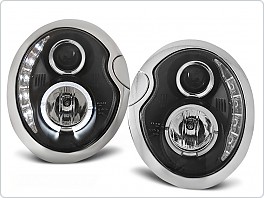 Přední světlomety, světla, lampy Mini Cooper, 2001-2006, LED Daylight, černé black, s motorkem LPMC04
