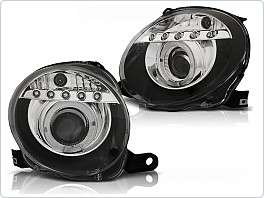 Přední světlomety, světla, lampy Fiat 500, 2007-, LED, černé black LPFI22