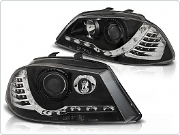 Přední světlomety, světla, lampy, Seat Ibiza 6L, 2002-2008, LED + LED blinkr černé, LPSE28