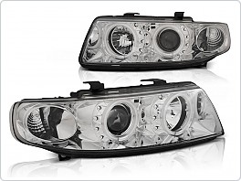 Přední světla Seat Leon, Toledo, 1998-2005, Angel Eyes CCFL, chrom LPSE35