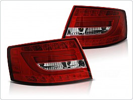 Zadní světlomety, lampy Audi A6, C6, 2004-2008, sedan, LED BAR červené, čiré, 6pin, LDAUC0