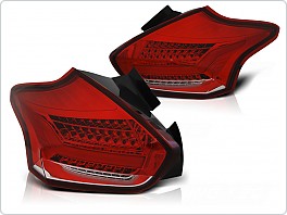 Zadní světla, LED-BAR, Ford Focus 3 2015-2018, červeno čiré s dynamickým blinkrem