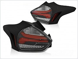 Zadní světla, světlomety Ford Focus, hatchback, 2015-2018 LED, Seq, dynamický blinkr, Black, Red LDFO69