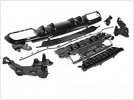 Zadní difuzor SPORT, Mercedes C-class W205, 2018-, černý se stříbrným proužkem