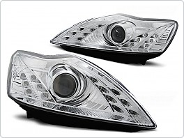 Přední světla Ford Focus, 2008-2011, LED Daylight, chrom s LED blinkrem LPFO49