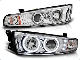 Přední světla Mitsubishi Galant, 1996-2006, Angel Eyes CCFL, chrom LPMI13