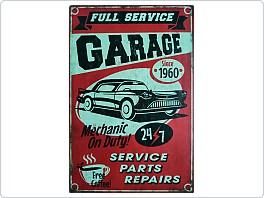 Plechová cedule Garage, Full Service, 20x30 cm