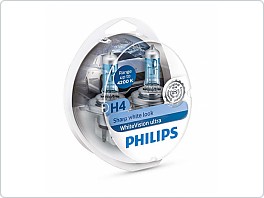 Autožárovky Philips White Vision H4 12V 60/55W, + žárovky W5W zdarma, 2+2ks