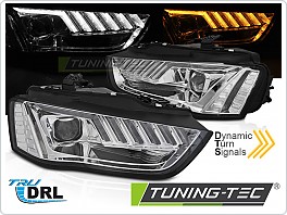 Přední xenonová světla, světlomety, lampy Audi A4, B8, 2012-2015, LED, DRL, SEQ, chromové