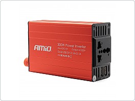 Měnič napětí AMiO 12 V/220V 300W/600W 2xUSB PI03