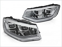 Přední světla VW Caddy 2020-, TubeLight, DRL, SEQ, chromové
