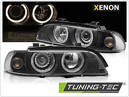 Přední světlomety, světla, lampy BMW E39 LCI, 2000-2003, Angel Eyes, XENON, černé