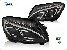 Přední světlomety Mercedes W205 2014-2018, TRUE DRL, černé