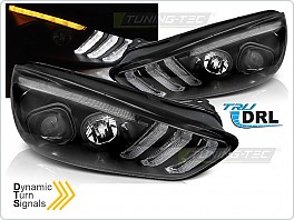 Přední světlomety, světla, lampy Ford Focus MK3, 2015-2018, DRL, LED, SEQ, černé
