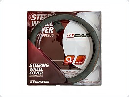 Potah volantu kůže šedo-oranžový, 37-39 cm 4cars