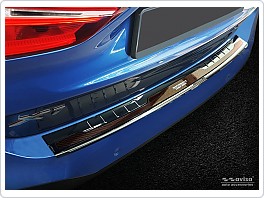 Kryt zadního nárazníku, NEREZ AVISA, BMW X1 2015-2019 (F48, TMAVÁ LESKLÁ A ČERVENÝ CARBON)