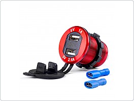 Vodotěsná nabíječka se zkoušečkou napětí 2x USB 12V 24V MOD-11 AMIO-02861 vestavěná