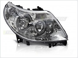 Přední světlomet, Fiat Ducato, Peugeot Boxer, Citroen Jumper, 2006-2010, pravý 1ks, chrom