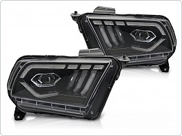 Přední FULL LED světla, světlomety, lampy Ford Mustang, 2010-2013, DRL, SEQ, černé