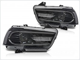 Přední světla, světlomety, lampy Dodge Charger LX II, 2011-2015, LED, SEQ, černé