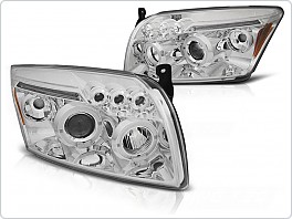 Přední světla, světlomety, lampy Dodge Caliber 2006-2012, Angel Eyes, chrom
