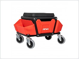 Dílenské sedátko na kolečkách s úložným prostorem