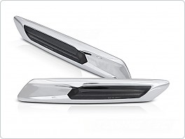 Boční LED dynamické blinkry BMW F10, F11, 2010-2013, stříbrné, kouřové, SEQ