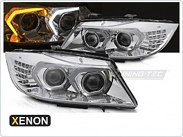Přední xenonové světlomety, světla, lampy BMW E90, E91 LCI, 2009-2011, LED, chromové