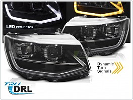 Přední LED světla, světlomety, lampy VW T6, 2015-2019, SEQ, černé