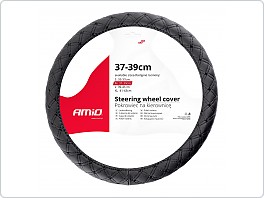 Potah volantu textilní černý prošívaný, 37-39 cm