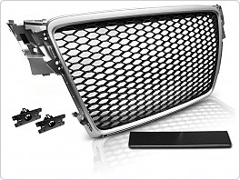 Přední maska Audi A4, B8, 2008-2011, stříbrný rám GRAU03