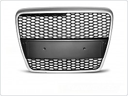 Přední maska bez znaku RS-Type Audi A6, 2004-2008, stříbrný mat GRAU38