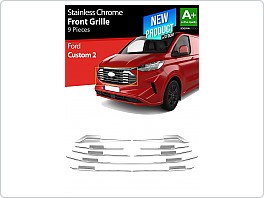 Chromové nerezové lišty masky Ford Transit Custom  2023-