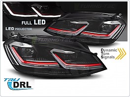 Přední světla, světlomety, lampy VW Golf VII, 2012-2017, RED LINE, DRL, FULL LED