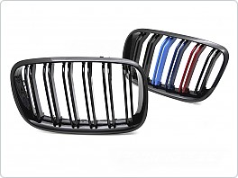 Přední maska BMW X5 E70 (2007-2013), X6 E71 (2008-2014), leskle černá s trikolórou double bar