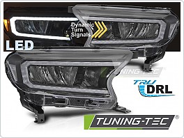 Přední FULL LED světla, světlomety, lampy Ford Ranger V 2016-2022, LED, DRL, SEQ, černé LPFO93
