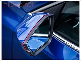 Lišta na zpětné zrcátka Milotec, červená, Škoda Octavia 2. Facelift , Superb 2. 3., Octavia 3., Rapid, Citigo, Yeti, Fabia 3., Kodiaq, Karoq, Scala, Kamiq, MILOTEC