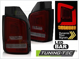 Zadní světlomety, světla, lampy VW T5, 2003-2009, LED BAR, SEQ, červenokouřové LDVWL2