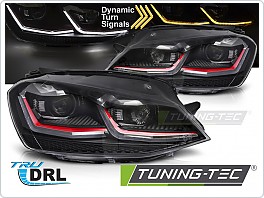 Přední světlomety, světla, lampy Volkswagen VW GOLF VII 2013-2017, RED LED SEQ DRL