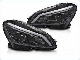 PŘEDNÍ SVĚTLA MERCEDES C W204, 2011-2014, LED TUBE, DRL, SEQ, LPMEF3 černé