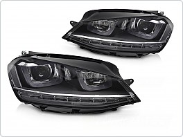 PŘEDNÍ SVĚTLA VW GOLF VII, 2013-2017, LED, SEQ, DRL, STŘÍBRNÁ LINKA, lpvx03