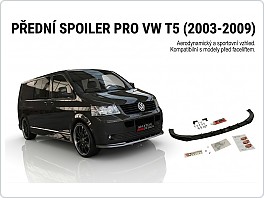 Spoiler pod přední nárazník pro Volkswagen T5, černý lesklý plast ABS, předfacelift, r.v. 2003-2009, AKCE