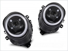 Přední světla MINI COOPER F55 / F56 / F57, 2014-2017, TRU, TUBE, DRL, černé, lpmc25