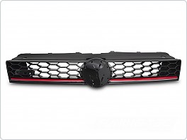 Přední maska VW Polo 6R 2009-2017, SPORT STYLE, RED LINE, lesklá černá