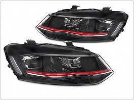 Přední světlomety VW Polo 6R 2009-2017, FULL LED, DRL, SEQ, RED