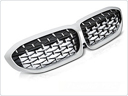 Přední maska BMW G20, G21, 2019-2022, diamond, stříbrná
