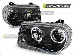 Přední světlomety Chrysler 300C, 2005-2010, Angel Eyes, černé black LPCH10
