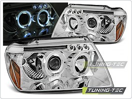Přední světla Jeep Grand Cherokee, 1999-2004, Angel Eyes, chrom LPCH03
