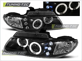 Přední světlomety Chrysler Voyager, 1996-2000, Angel Eyes, černé black + diody LPCH08